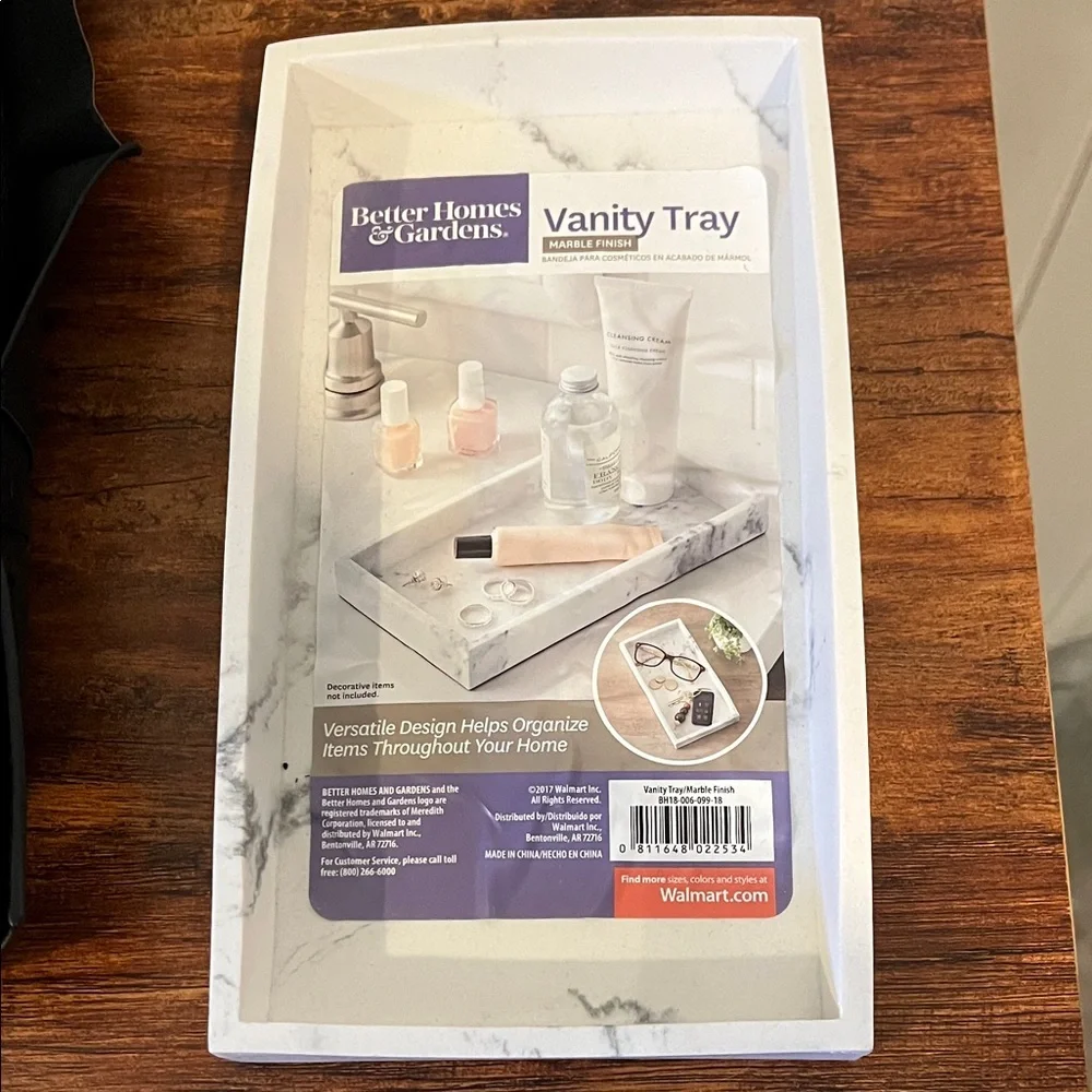 Better Homes And Gardens Vanity Tray - Cream and Gray Marble Design